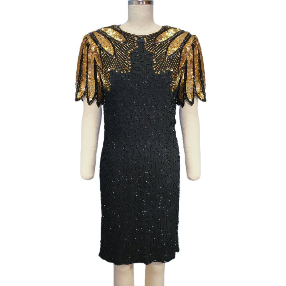 Vintage Sequin and Beaded Cocktail Dress - Custom Made - Size MD